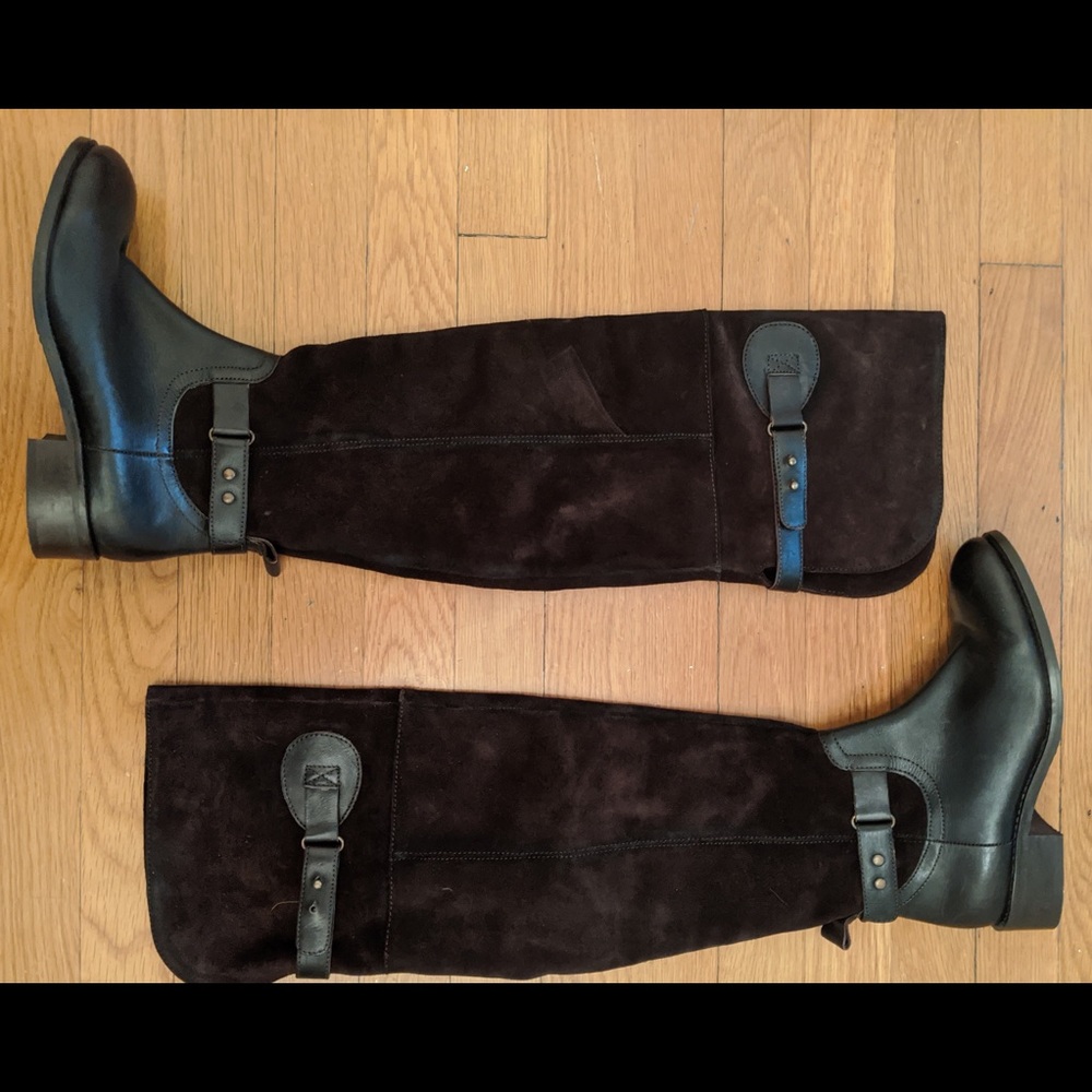 Brown suede riding style boot